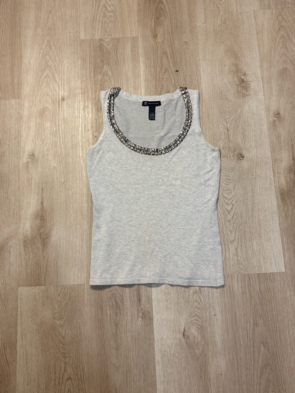 INC Gray Studded Tank Top Size Medium Y2K Grunge Bling Embellished Vintage